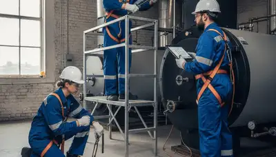 Jacksonville, FL plumber repairing a boiler for a local home heating system