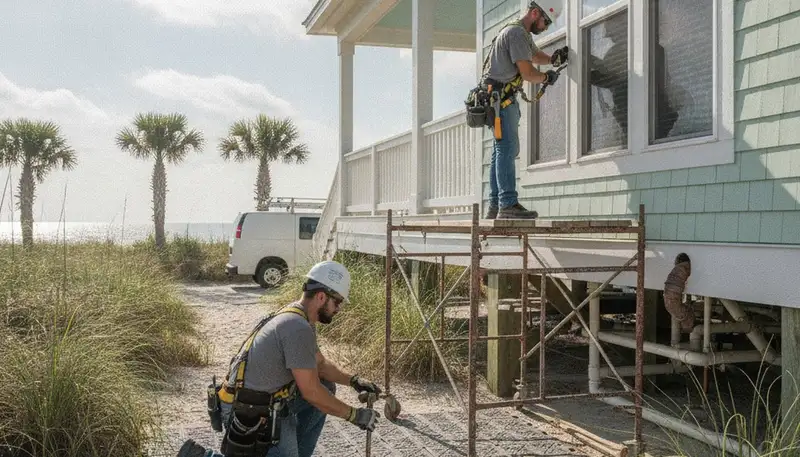 Plumber repairing a pipe in Jacksonville, FL for a plumbing repair service