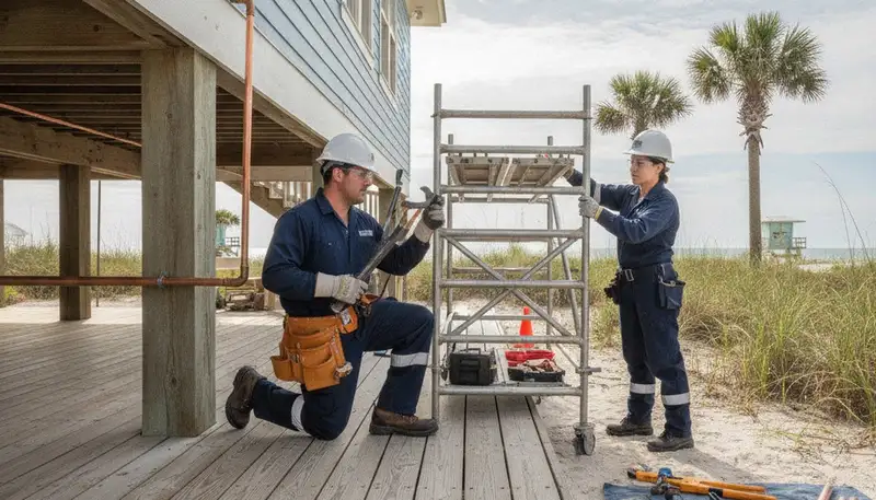 Jacksonville, FL plumber repairing a residential sink for plumbing service assistance