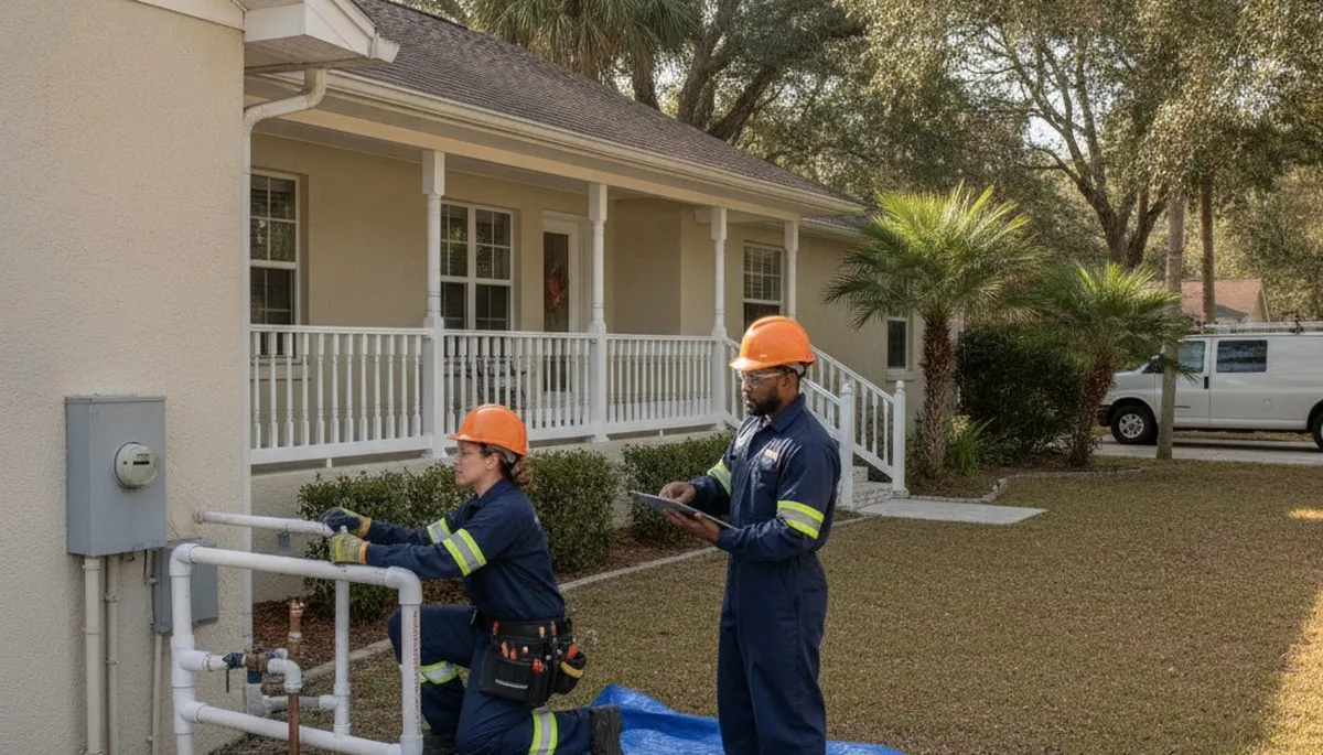 Jacksonville, FL plumber repairing a residential pipe for plumbing repair service