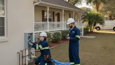 Jacksonville, FL plumber repairing a residential pipe leak for plumbing service call