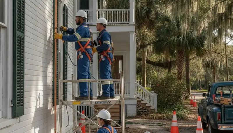 Plumber repairing a pipe in Jacksonville, FL for fast residential plumbing service