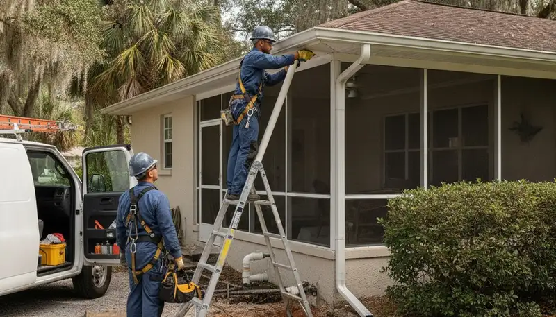 Jacksonville, FL plumber repairing a residential sink leak for plumbing service call