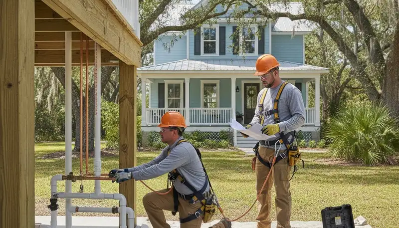 Jacksonville, FL plumber repairing a plumbing leak for residential service