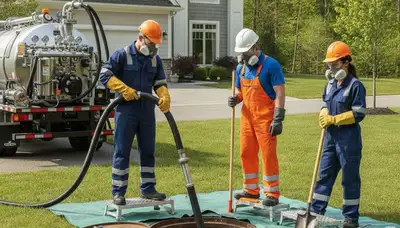 Jacksonville, FL plumber cleaning a septic tank for residential septic service