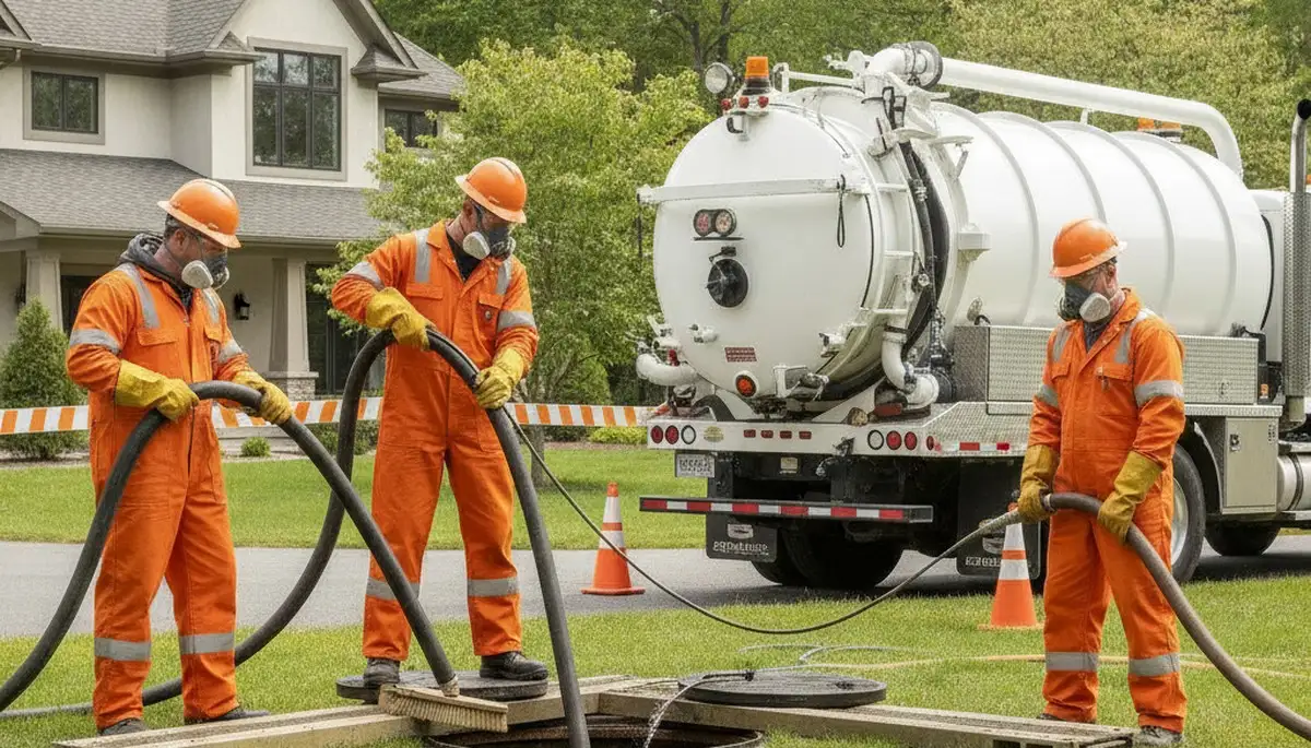 Jacksonville, FL plumber cleaning a septic tank to prevent buildup, odors, and overflow risks