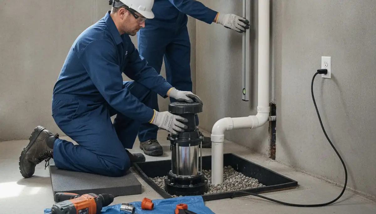 Jacksonville, FL plumber installing a sump pump to protect homes from flooding