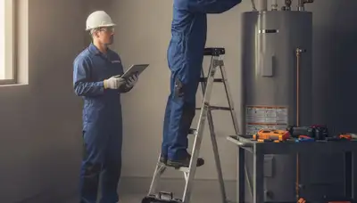 Jacksonville, FL plumber repairing a water heater for a local home service call